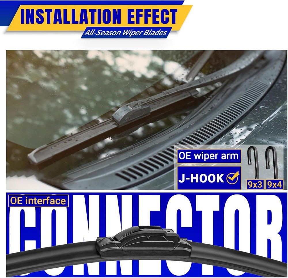 3 wipers Replacement for 2009-2020 Honda Fit, Windshield Wiper Blades Original E