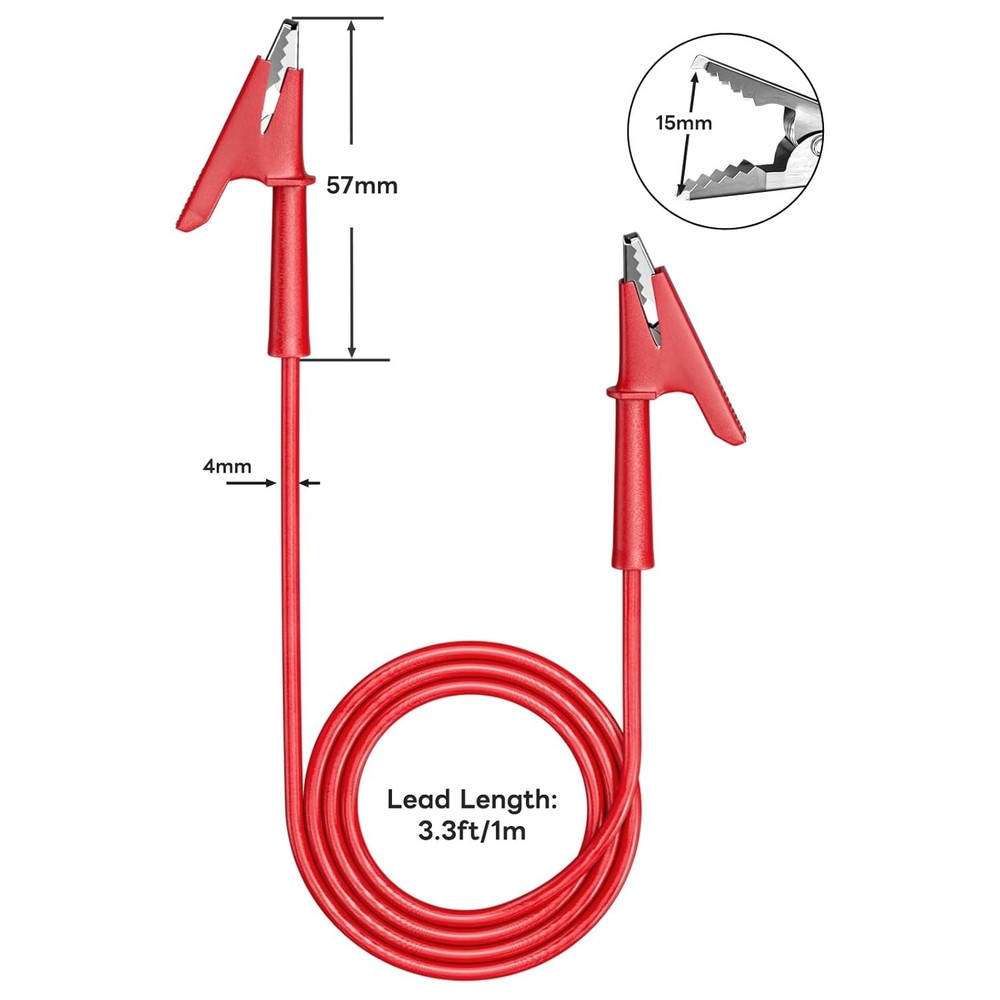 5 Color-Coded 3.3ft Alligator Clips Leads for Reliable Electrical Testing