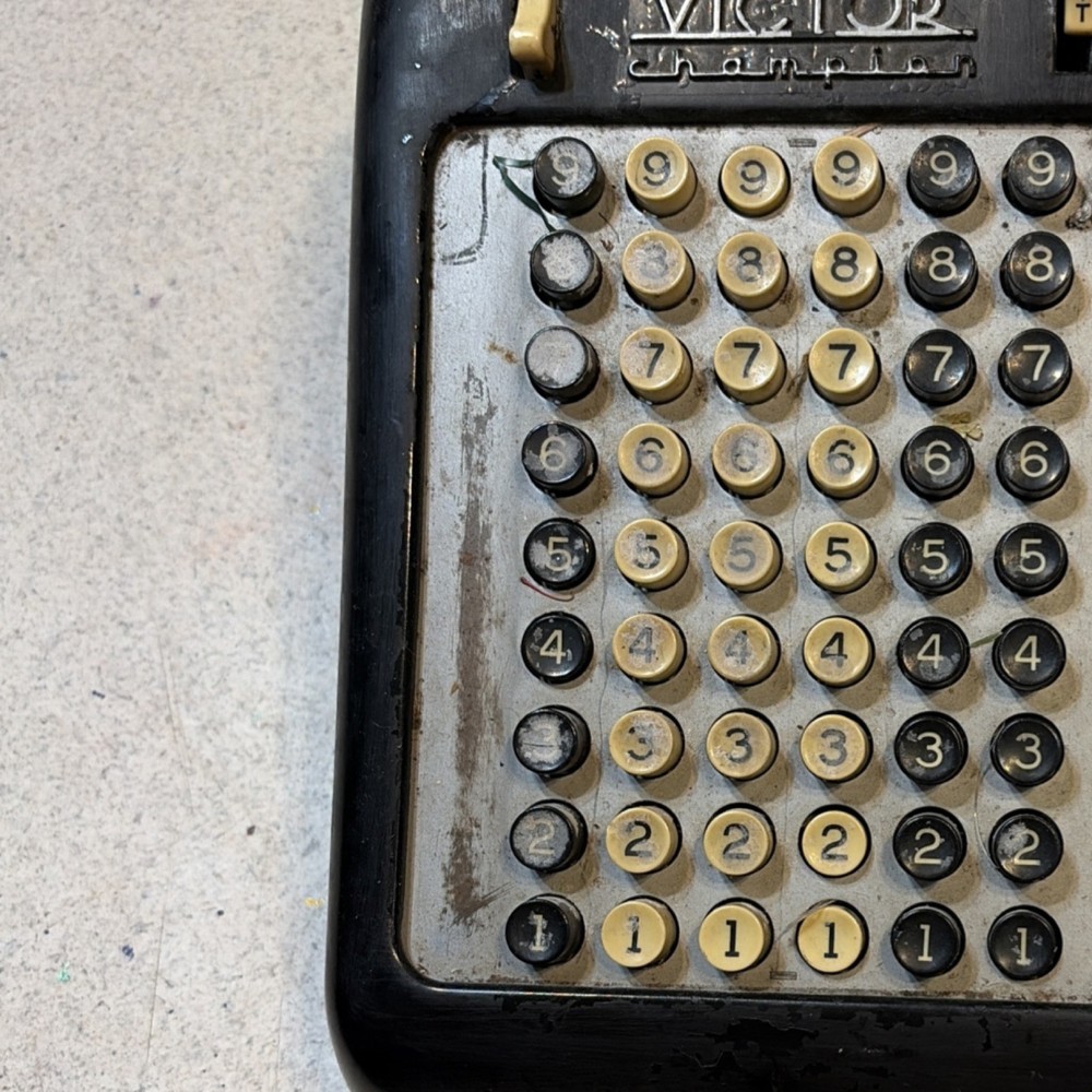 Victor Champion Vintage Mechanical Adding Machine Black