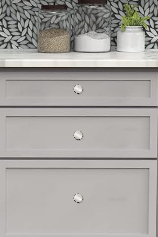 10 Pack Modern Polished Nickel Cabinet Knobs, 1-1/4 inch Diameter, Round