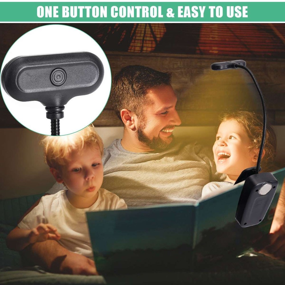 Flexible Rechargeable LED Book Light With 3 Light Modes Easy Clip Reading Lamp
