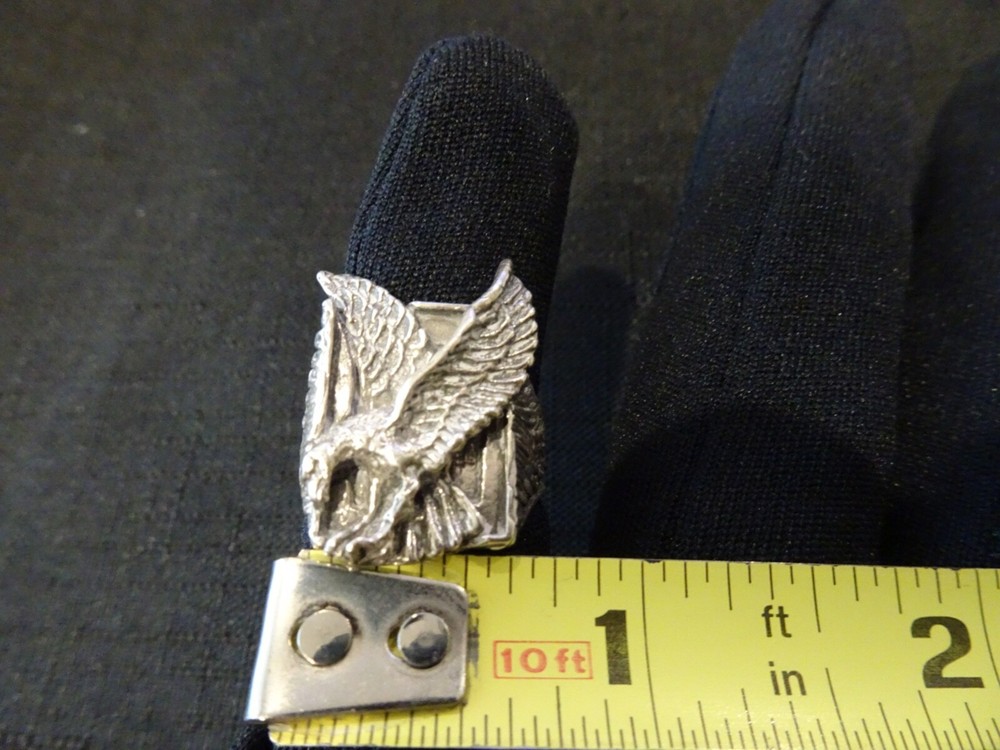 #637-VINTAGE STERLING SILVER EAGLE RING-925-SIZE-8