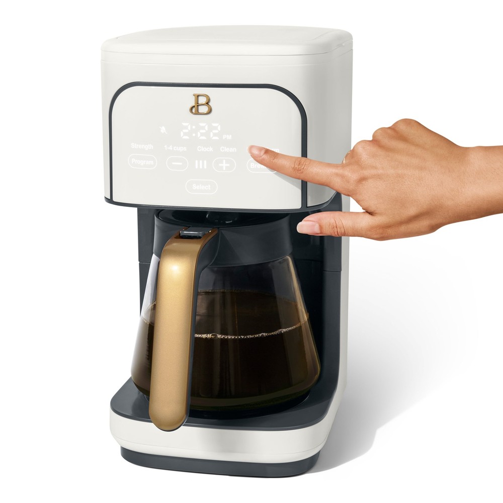 Beautiful 12 Cup Programmable Coffee Maker, White Icing by Drew Barrymore