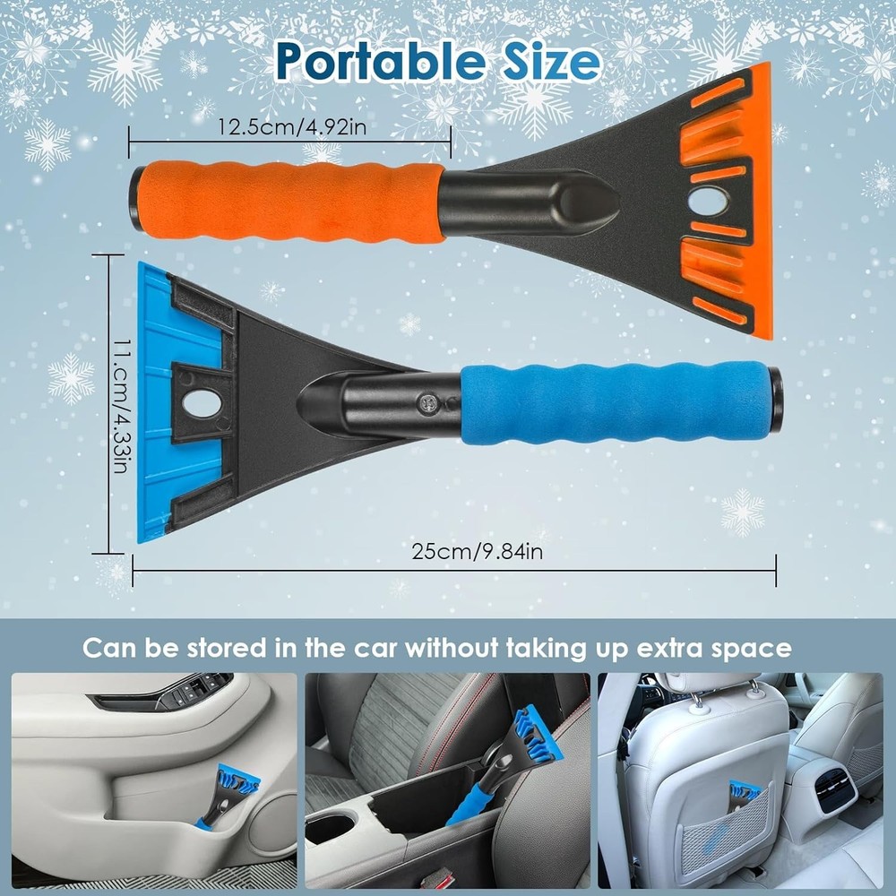 Ice Scraper for Car Windscreen 2 PCS No Scratch Dual-Edge Functionality