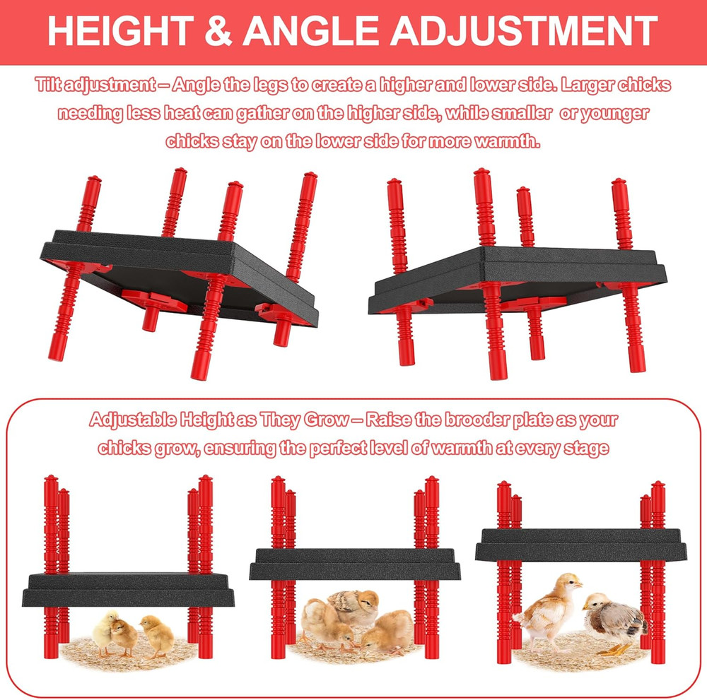 Chick Brooder Heating Plate with Anti Stand Cone, Adjustable Height Brooder Heat