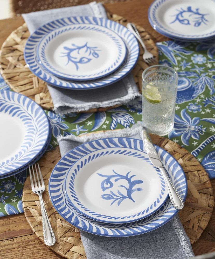 Dinnerware Set, Solear Blue 12-Piece Set, Service for 4, Stoneware Material, Dis