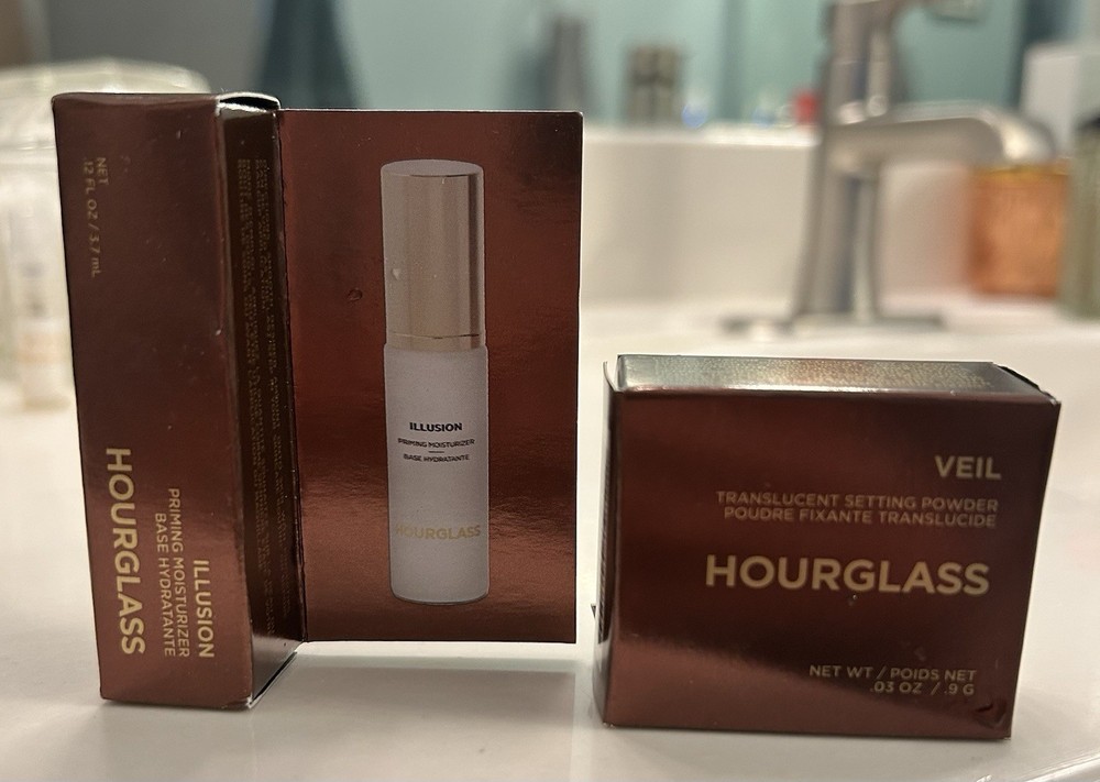 Hourglass Veil Setting Powder .03 oz & Illusion Moisturizer .12 fl oz, Both Mini