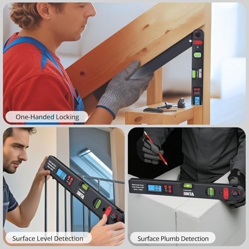 Digital Angle Finder Protractor 0-225° Range, Backlit LCD, Dual Bubble Level, St