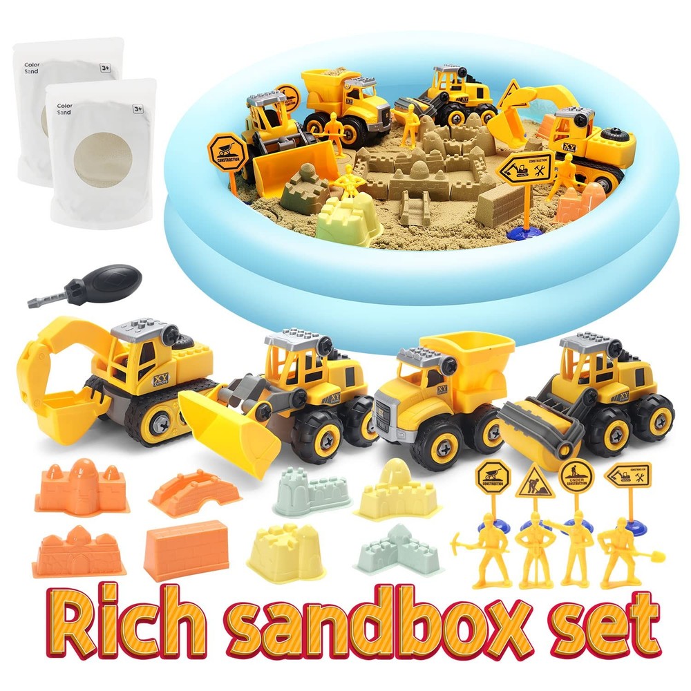 Play Construction Sand Kit,2.2lbs Magic Sand W/4 Large Take Apart Constructio...