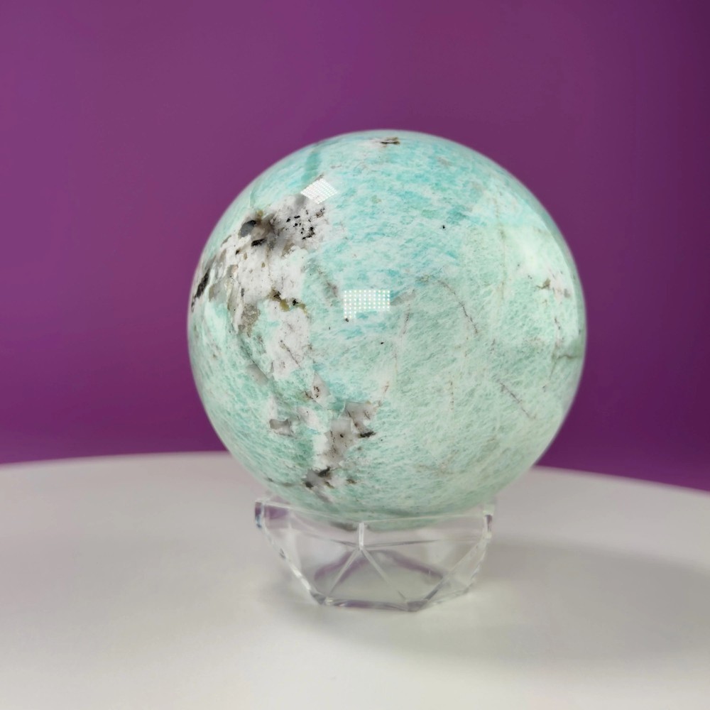 Amazonite Sphere (Includes Acrylic Stand), 1.9 Pounds