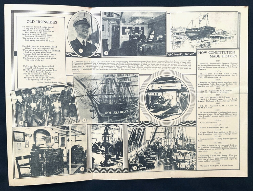 Official Program, Frigate USS Constitution, San Francisco (1933) Vtg Program