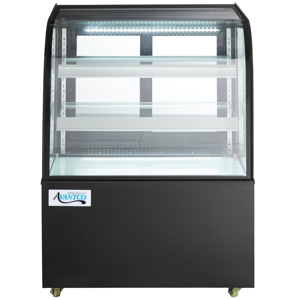 36" Curved Glass Black Refrigerated Bakery Display Case