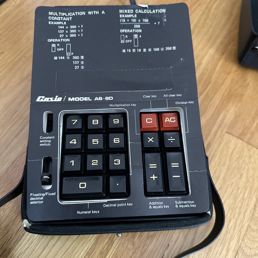 Casio Model AS-8D Vintage Calculator/Adding Machine tested with case