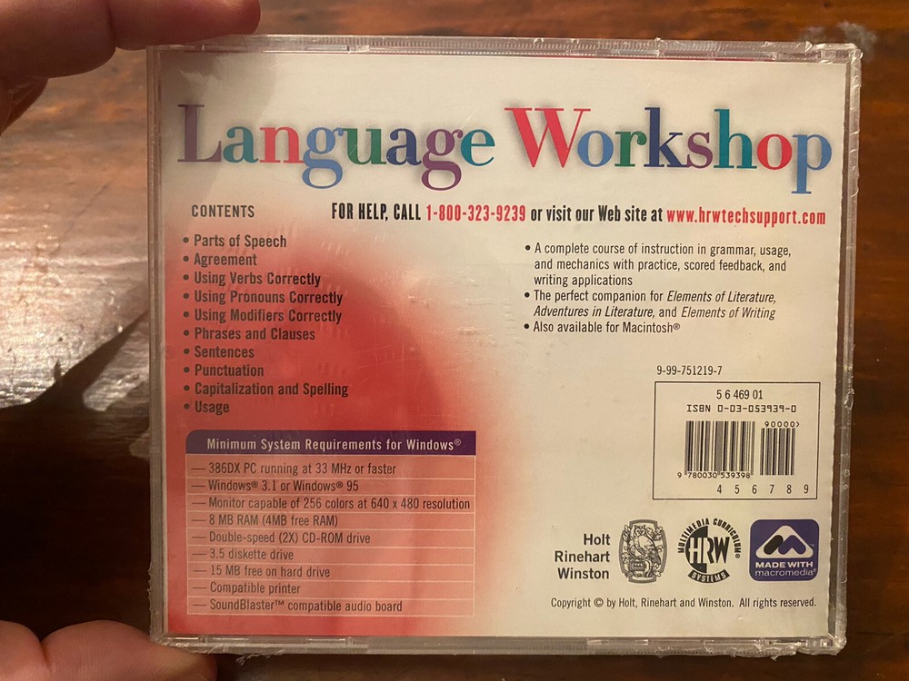 Language Workshop Grade 8 Interactive Multimedia Software Grammar Holt, Rinehart