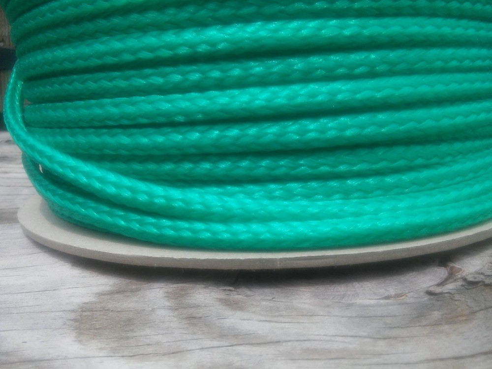 5/16" x 570 ft. 2 lengths Hollow Braid Polypropylene Rope. Bright Green