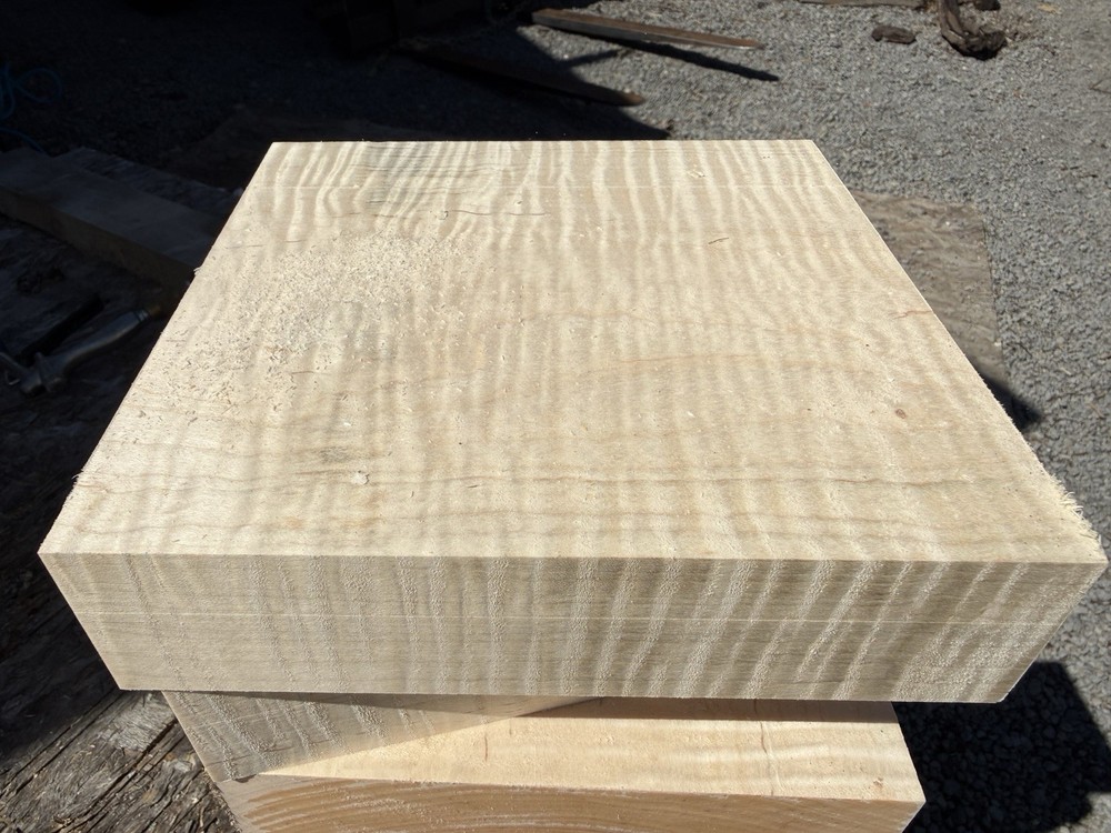 1 Pc. Premium Super Figured Curly Maple turning pc 8x8x2" CLEAN!!!