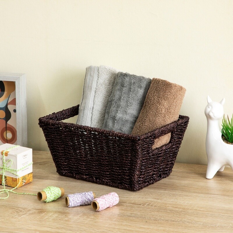 Handwoven Seagrass Decorative Basket Storage Organizer Rectangular Gift Box New