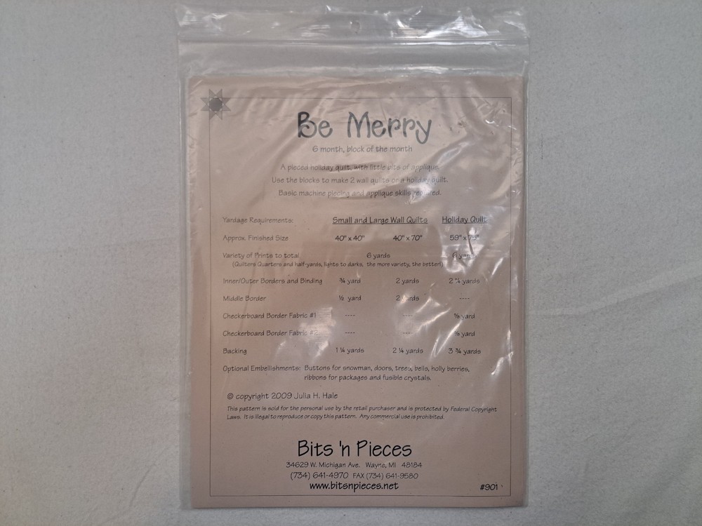 Bits 'n Pieces Pattern - Be Merry (3 Sizes) #901 - Uncut