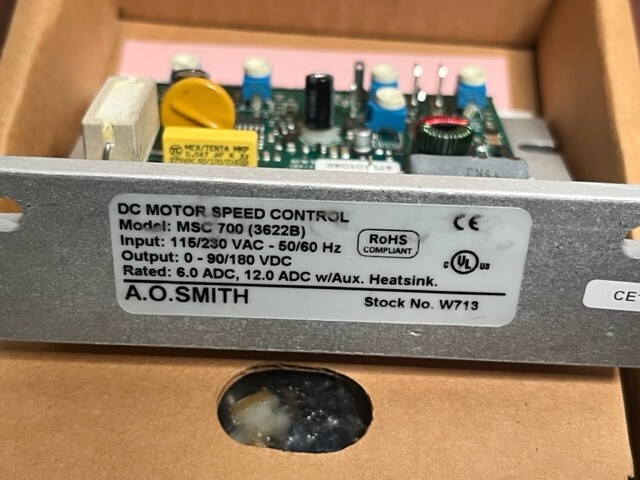 AO SMITH MSC 700 DC MOTOR SPEED CONTROL 115/230 VAC INPUT NEW
