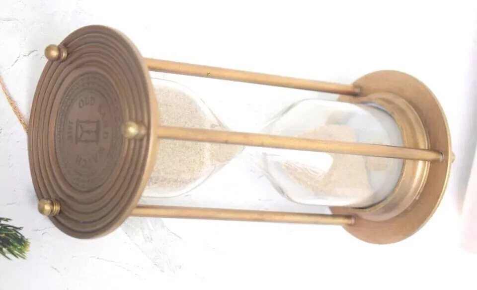 Solid Brass Sand Timer Hourglass Vintage Count Sand Glass Working Decor Timer