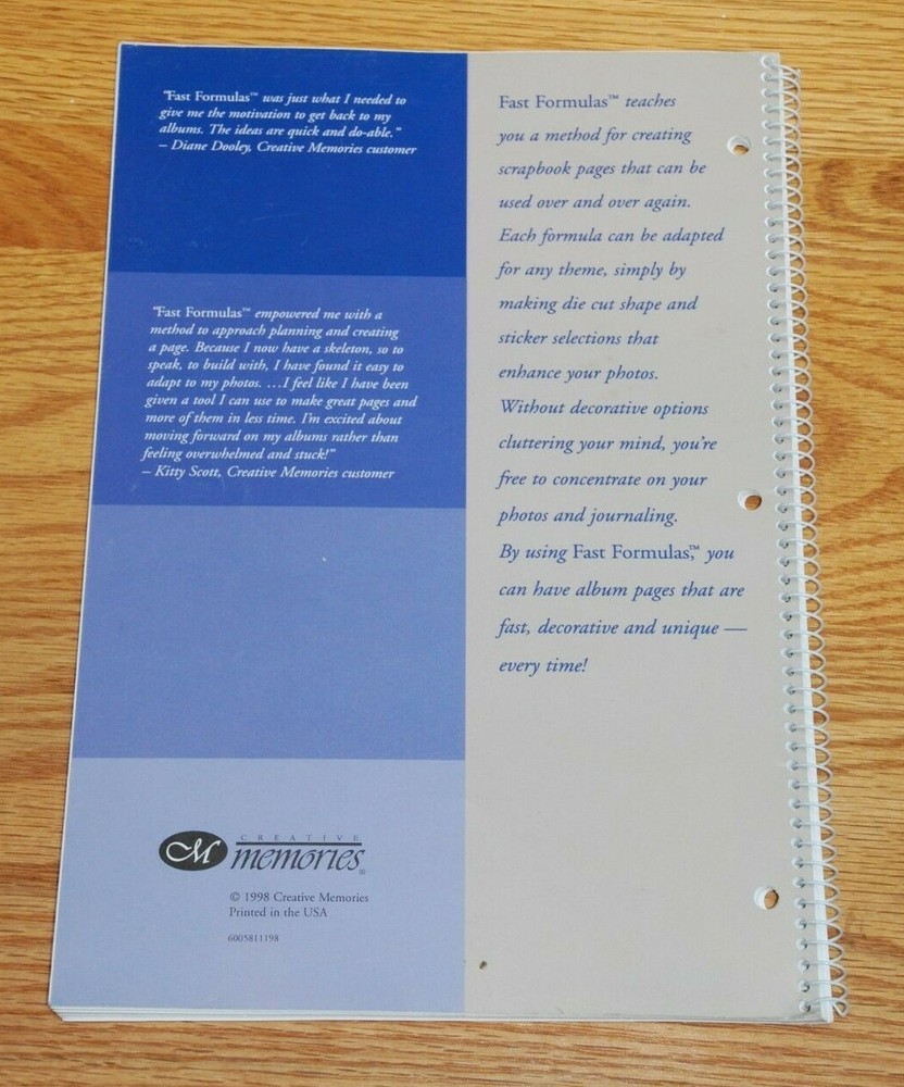 Creative Memories Collection/ Fast Formulas/ 15 Page Layout Methods/1998 Spiral