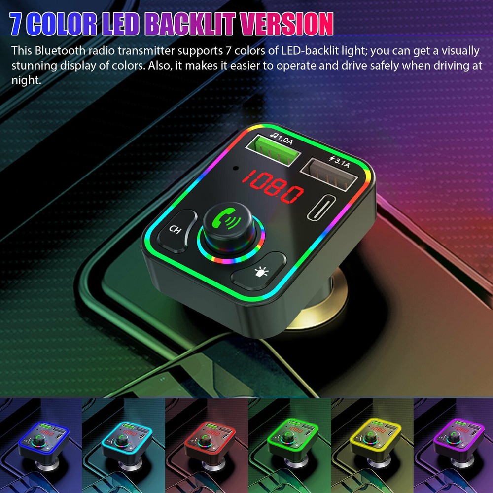 Wireless Car FM Transmitter Mini LED Screen MP3 Bluetooth 5.0 Fast PD Adapter