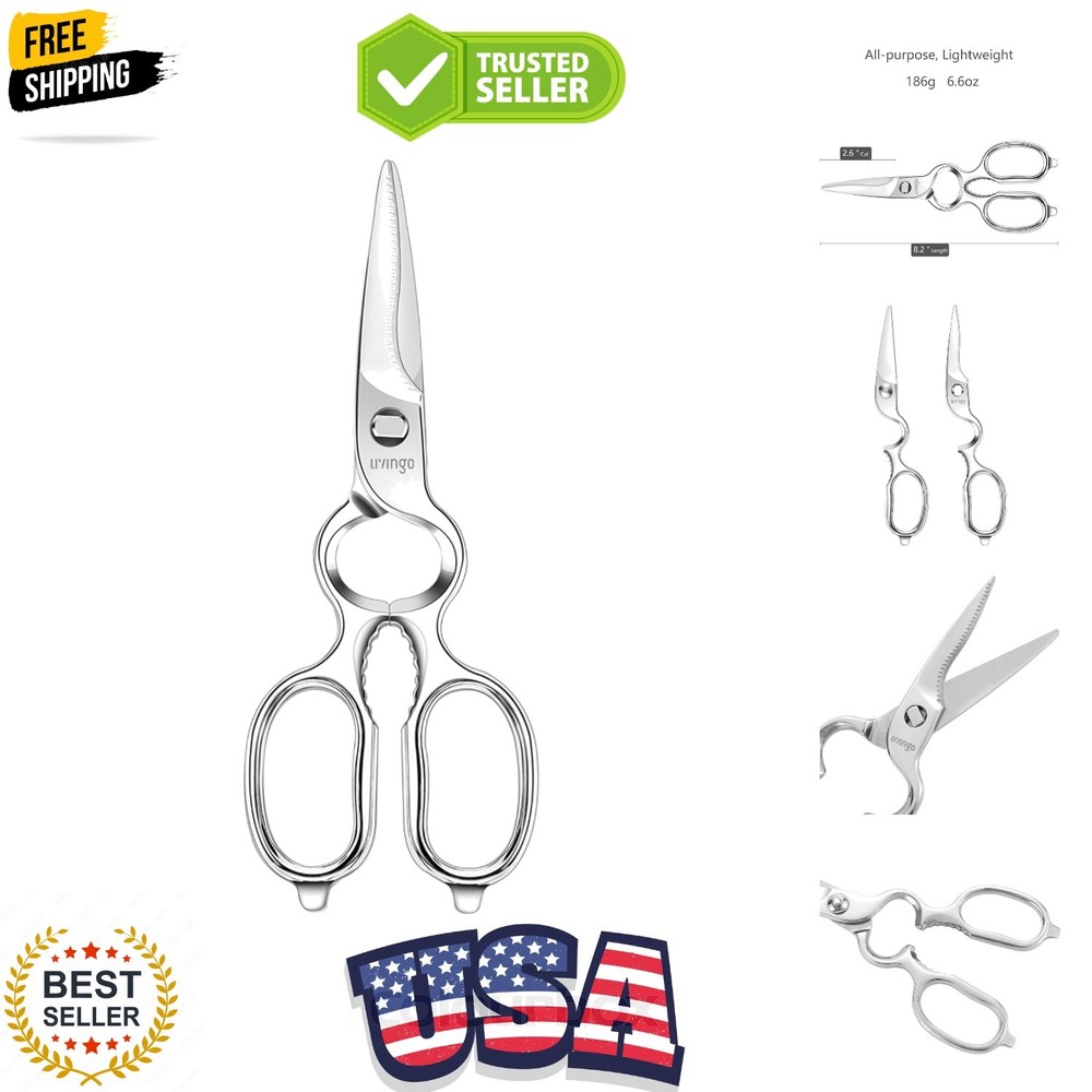 Kitchen Forged Shears Heavy Duty Come Apart Ultra Sharp Multi-function Stainl...
