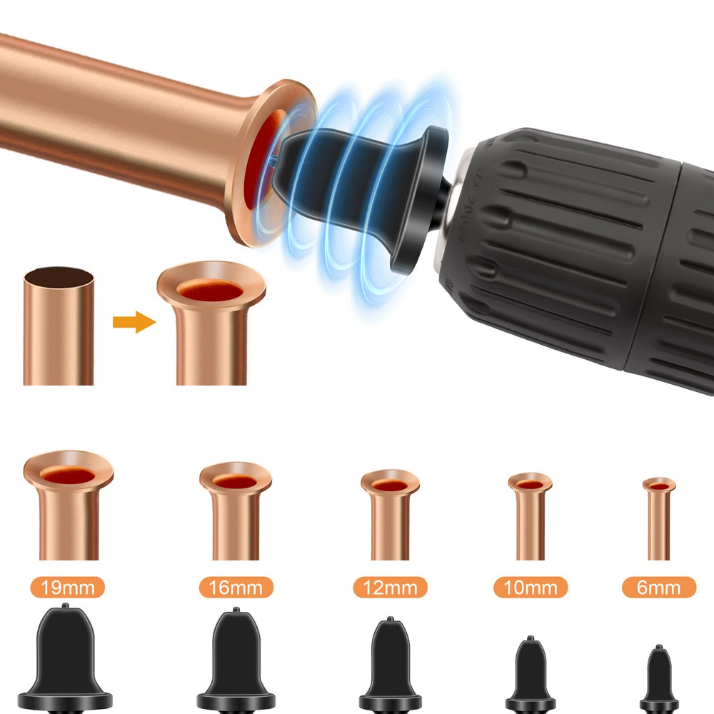 11pcs Swaging Tool Drill Bit Set 5 Flare Expanders + 6 Copper Pipe Expanders
