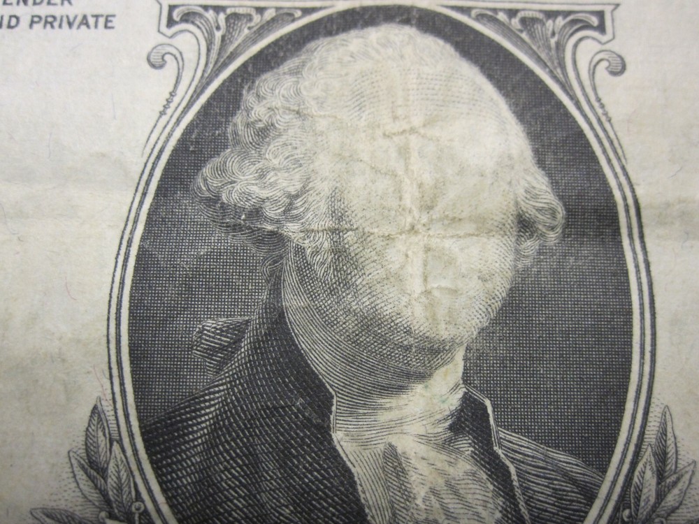 Genuine 1963A $1 FRN "Missing Face Washington" Major Printing Error Note