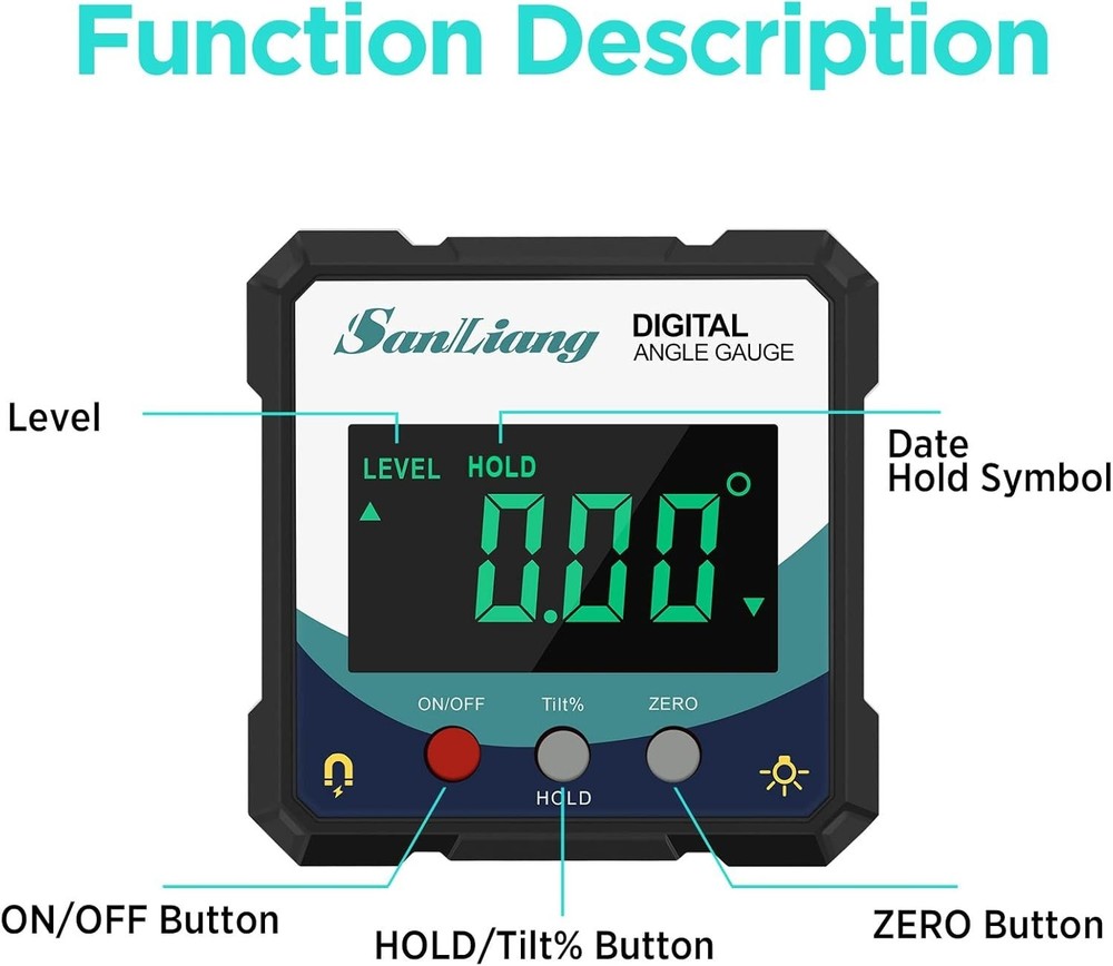 Versatile Digital Level Angle Finder with Rating for Construction Use