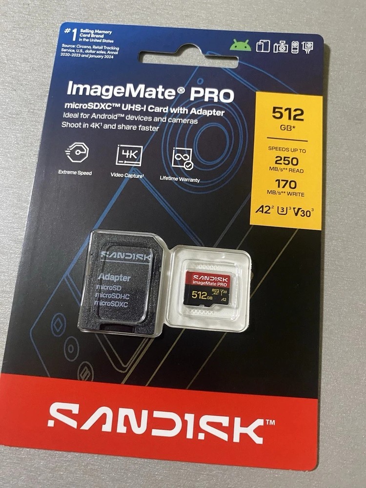 SanDisk 512 GB micro SD with adapter