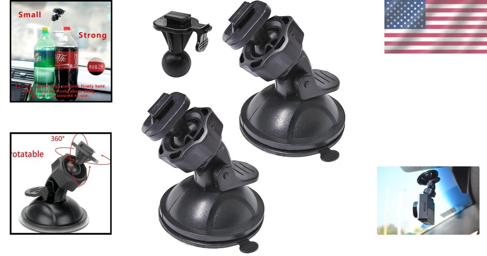 Adjustable Suction Cup Mount for Leading Dash Cameras - 2 Pack Included