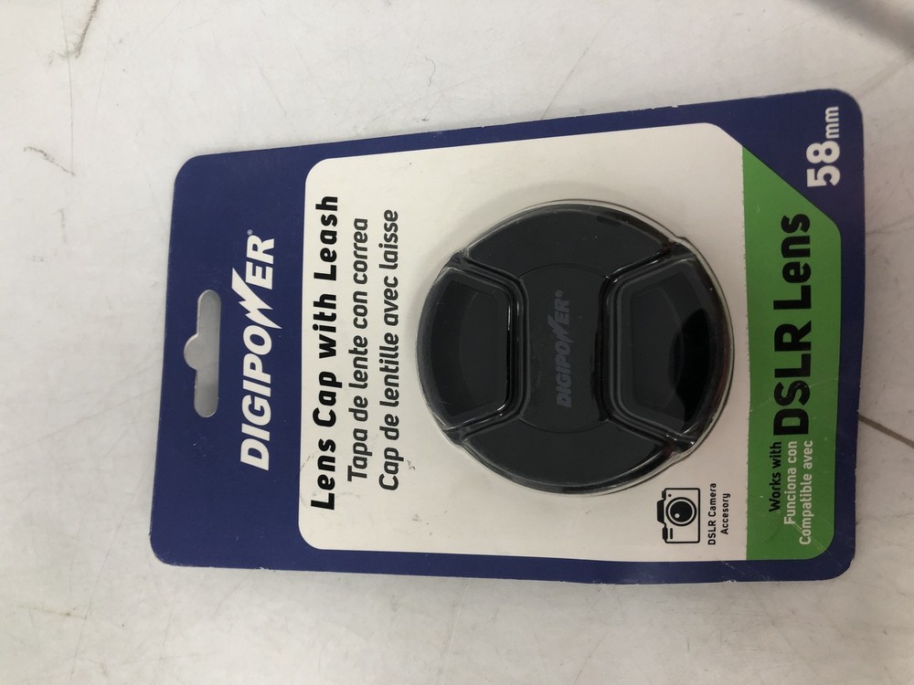 DIGIPOWER 58mm DSLR Lens Cap with Leash 4X,Black