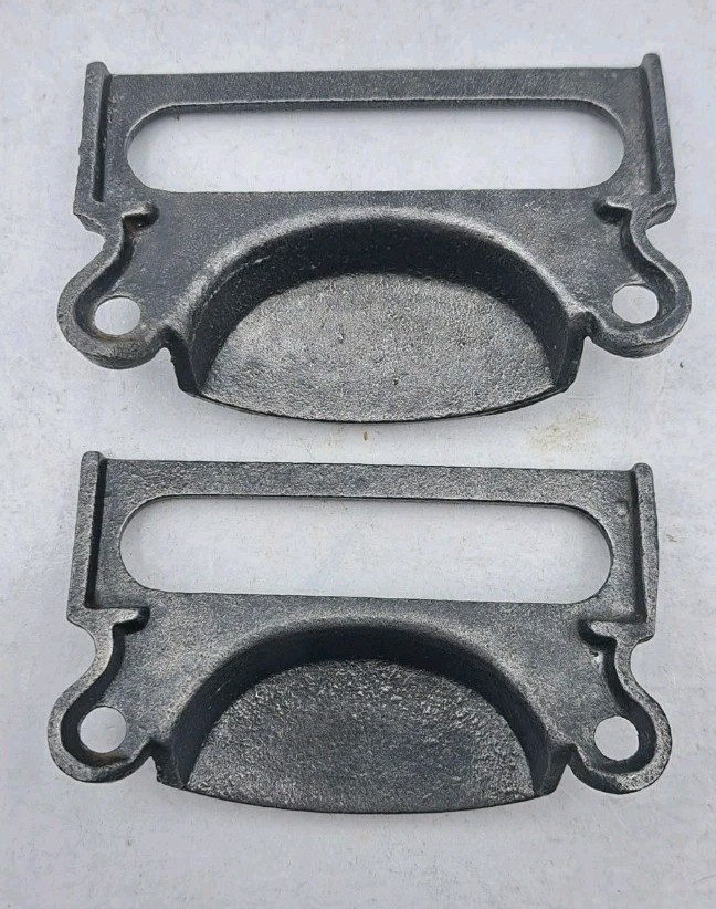 Antique Bin Pulls Drawer Apothecary Handles Vintage Cast Iron Hardware Pair