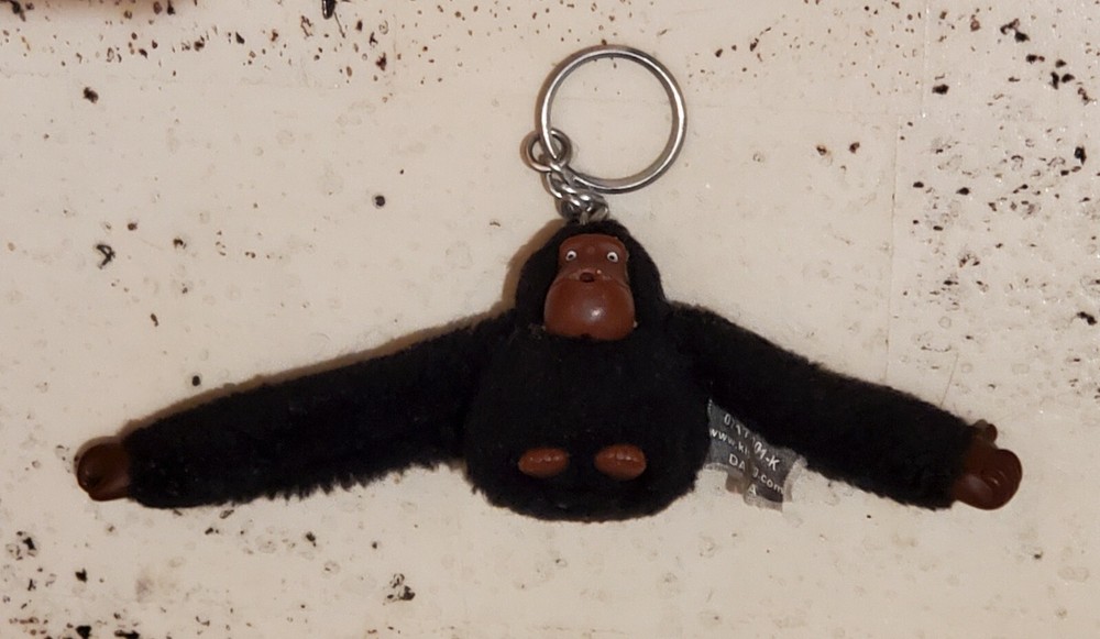 KIPLING Monkey Gorilla Keychain Black Davina Keyring