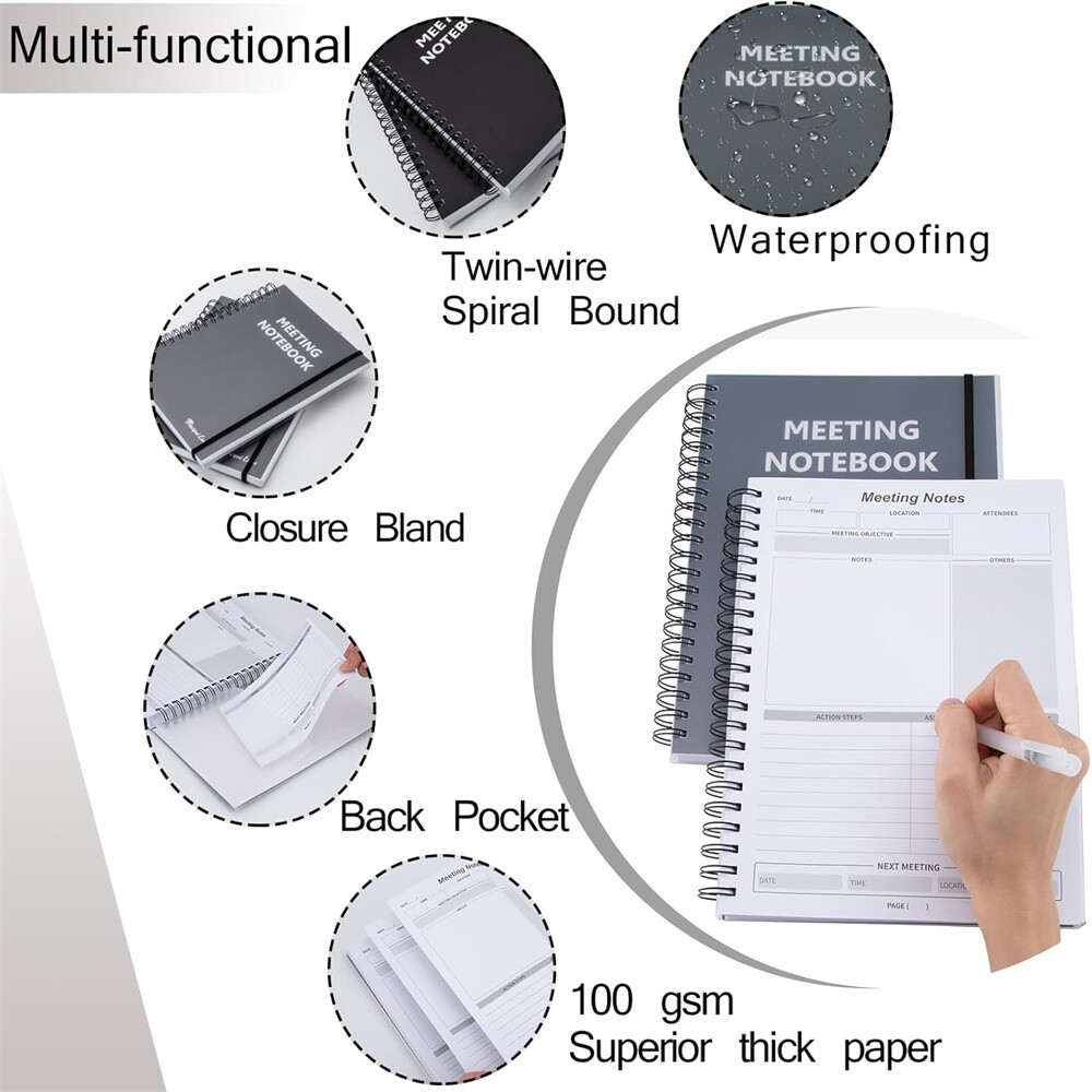 1 Pack B5 Professional Notebook Spiral Metting Notebook 7" X 10" 120 Sheets US