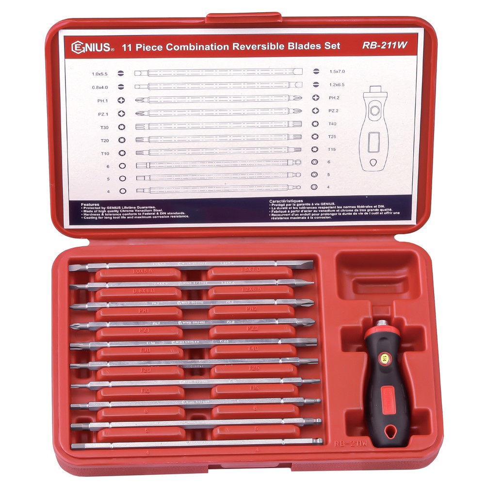 Genius Tools 11 Piece Combination Reversible Blade Set - RB-211W