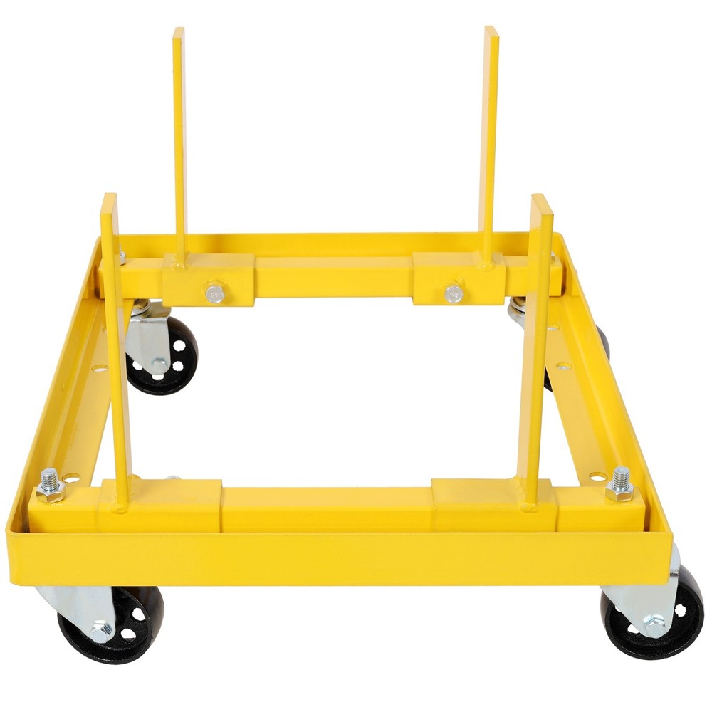 Adjustable Rolling Engine Stand 750lbs with 2 Buckle Straps, Yellow
