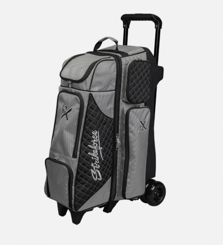 KR Strikeforce Royal Flush Black/Silver 4x4 4 Ball Roller Bowling Bag