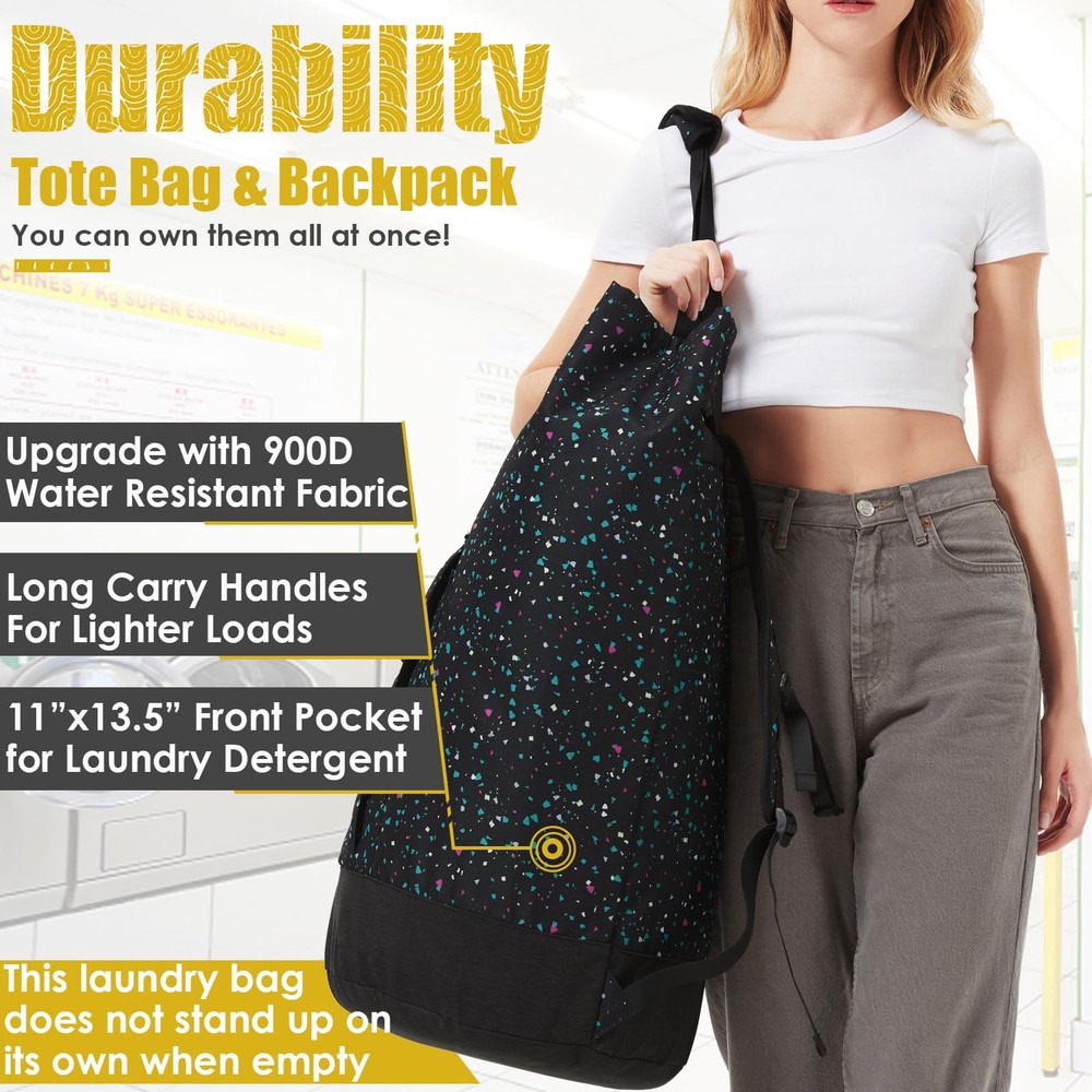 College Laundry Bag, 115L Extra Large Laundry Backpack with Shoulder Straps, ...