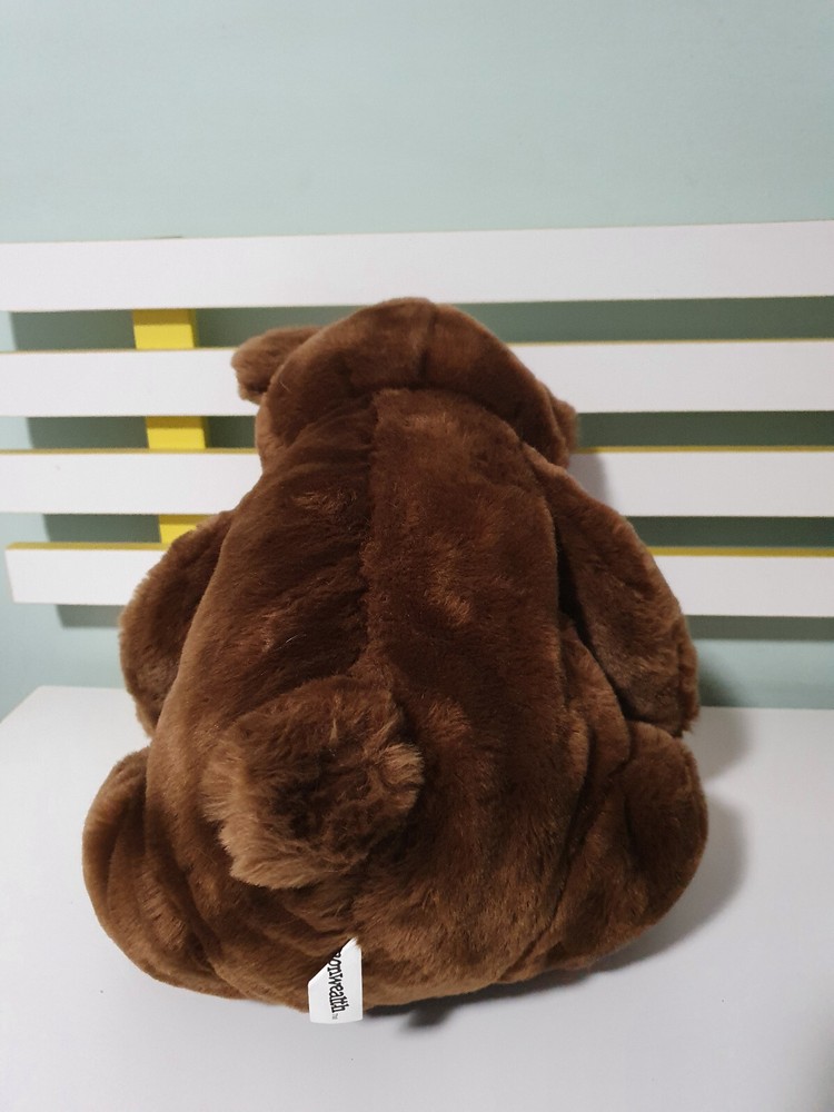 COMMONWEALTH TEDDY BEAR DARK BROWN BEIGE BOW 42CM
