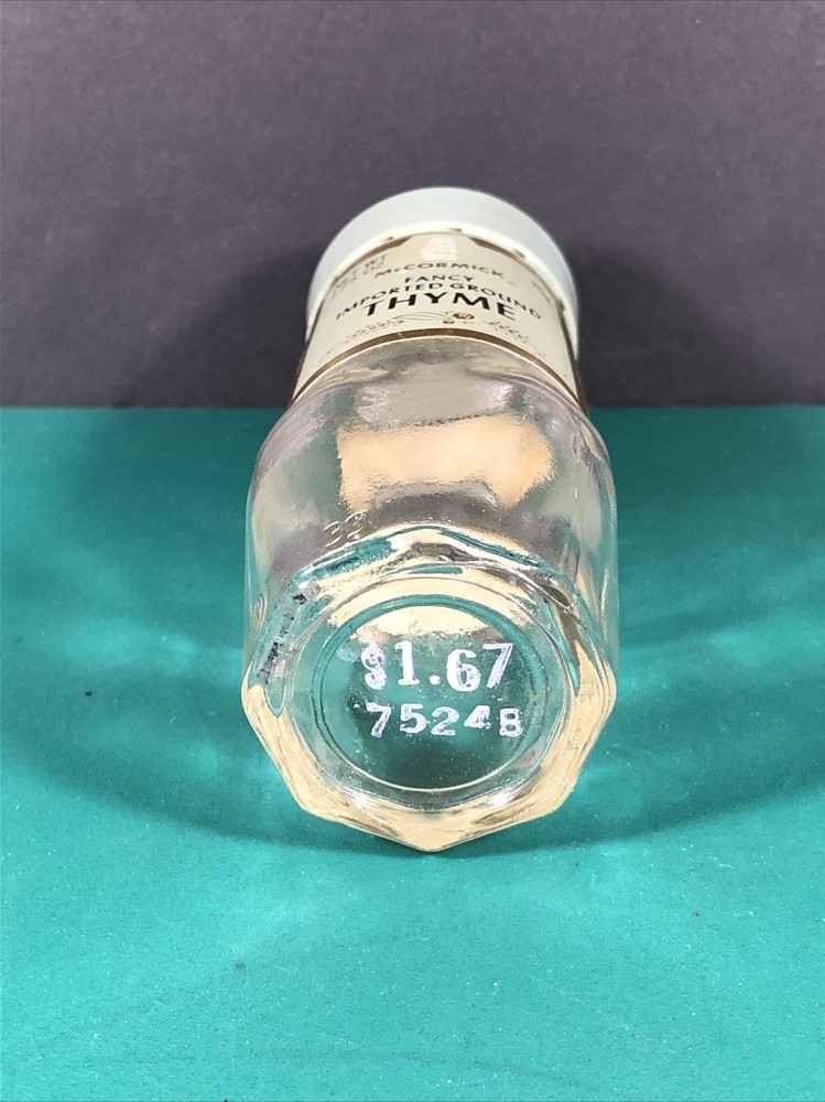 Vintage McCormick | Ground Thyme | Spice Jar | Green Lid | Empty