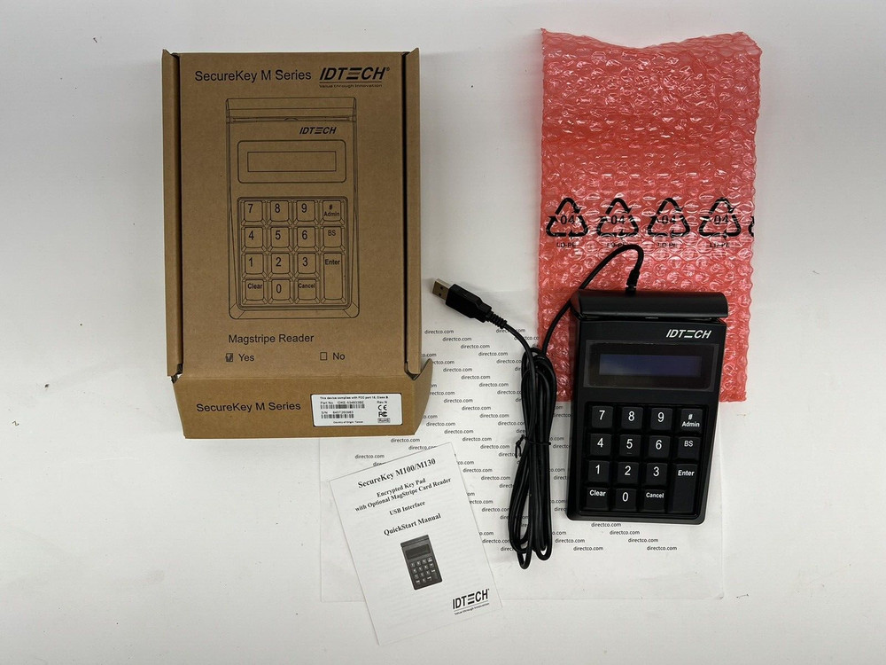 IDTECH SecureKey M130 POS Keyboard & Magstripe reader - IDKE-534833BE NEW!