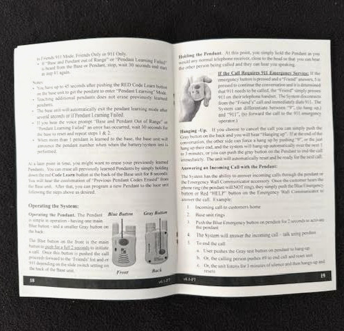 LIFE LINK RESPONSE 2 WAY VOICE EMERGENCY RESPONSE SYSTEM, PENDANT & 911 FORWARD