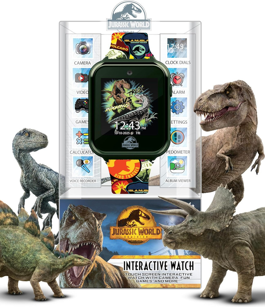 Jurassic World Kids Interactive Smart Watch with Touchscreen, Camera, Games, Ped