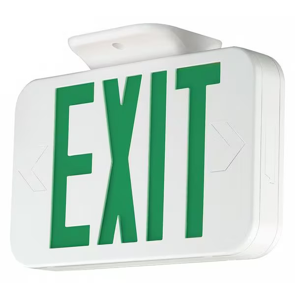 Compass Exit Sign, White, 2 Face(s), LED, Wall/Ceiling Mount, Not Battery
