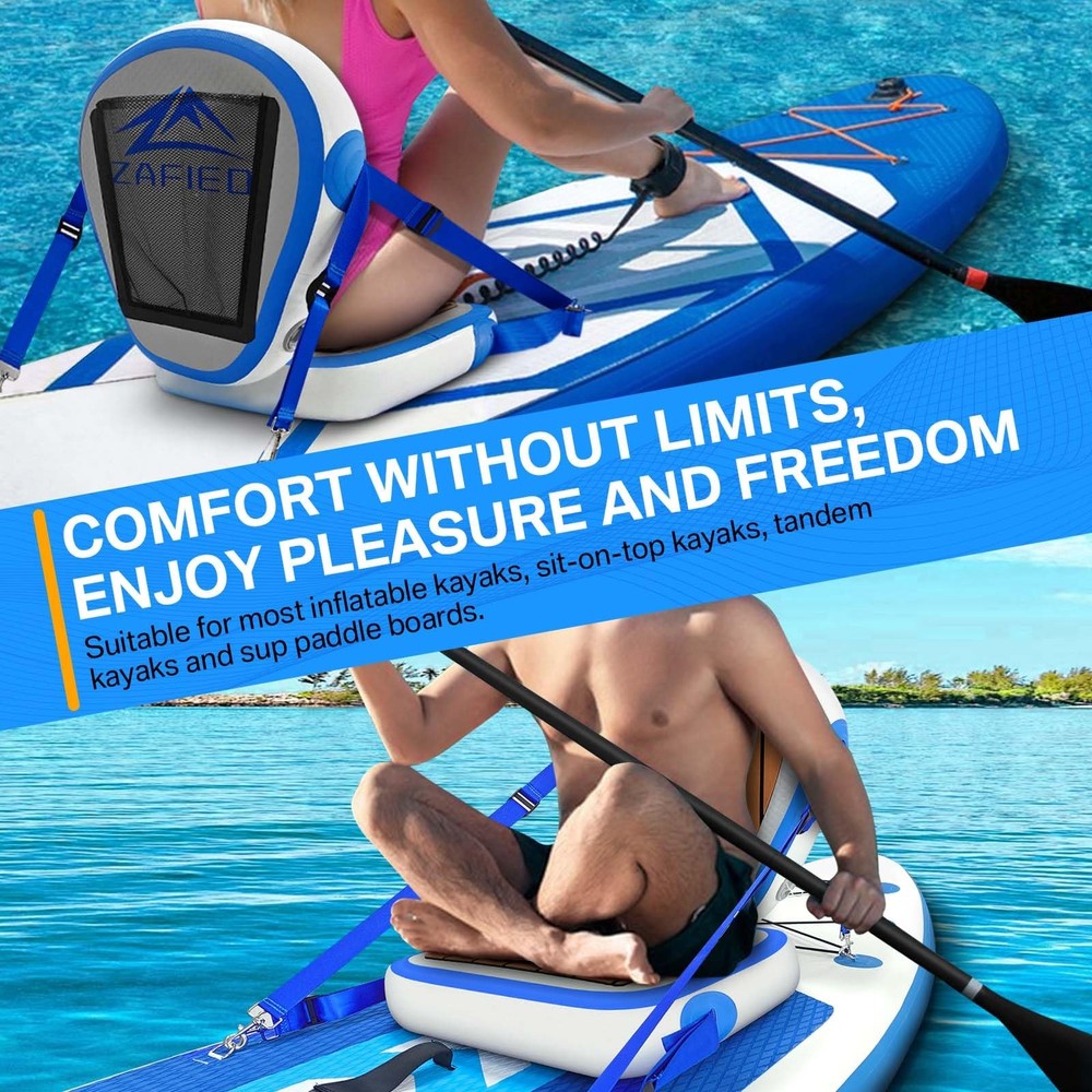 ZAFIED Inflatable Kayak Seat with Back Support, Universal Sturdy Paddle...