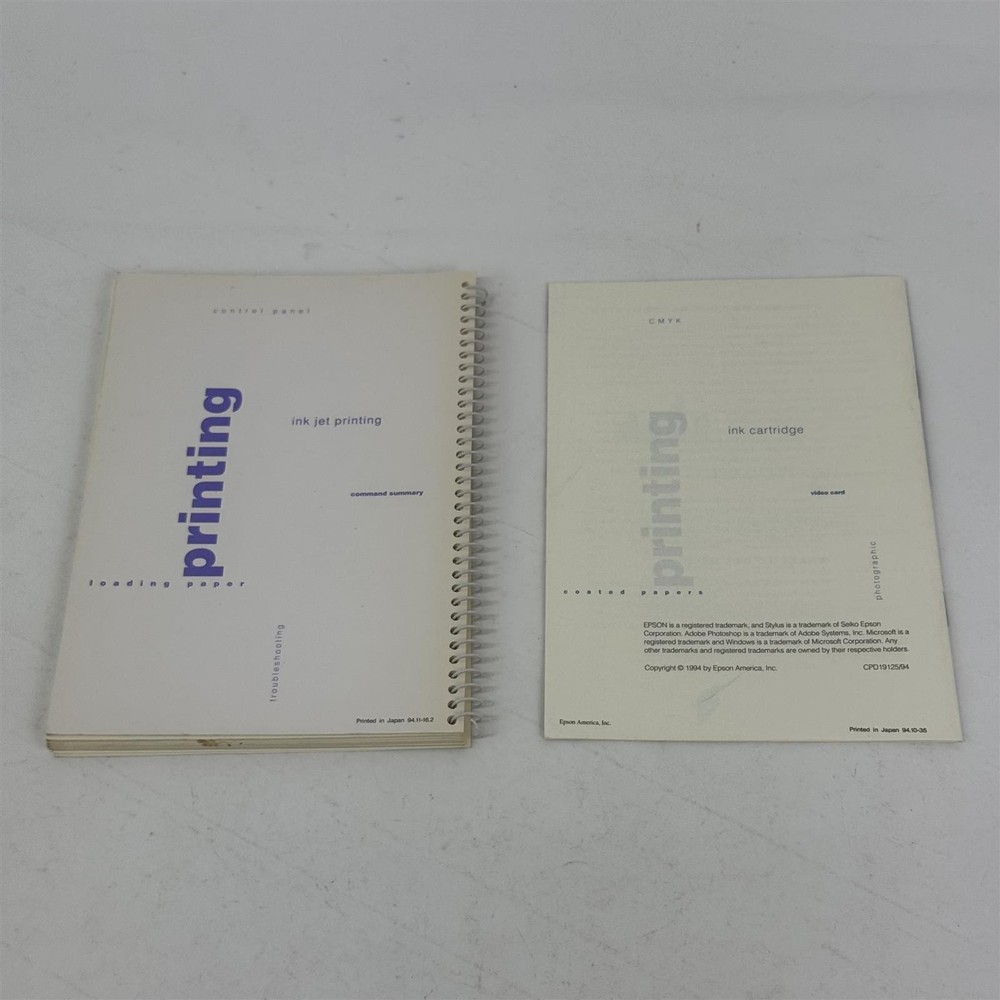 1994 Epson Stylus Color Inkjet Printer User Manual And Tip Book