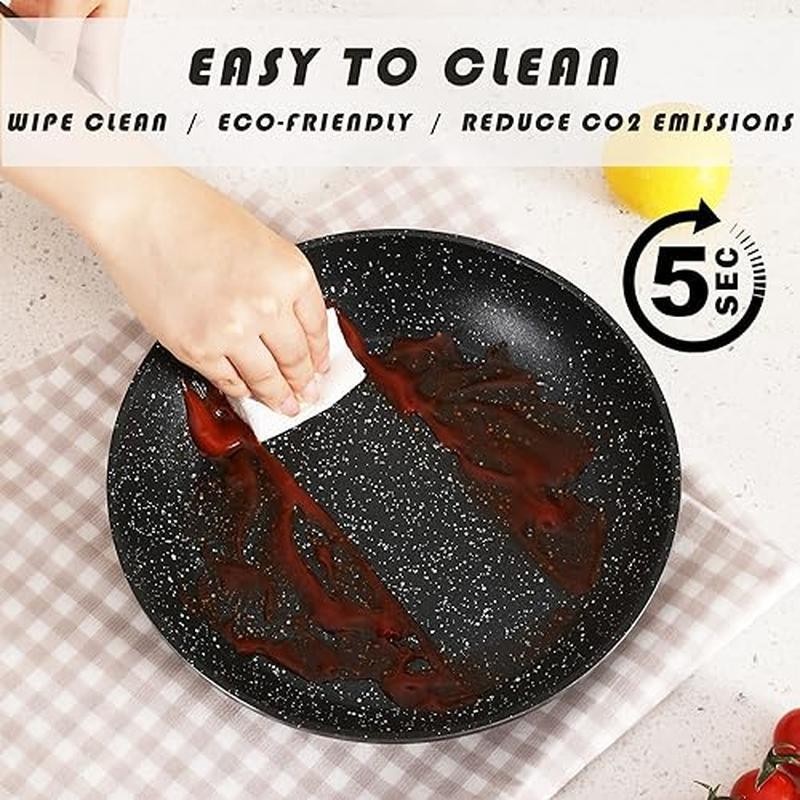 Non-Stick Ceramic Cookware Set Induction Pots & Pans Kitchen Cooking Utensils US