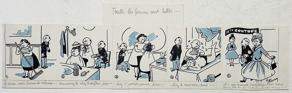 Marcel Magrum Grum Comic Drawing Love Marriage 1950